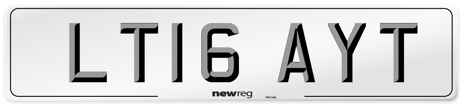 LT16 AYT Number Plate from New Reg